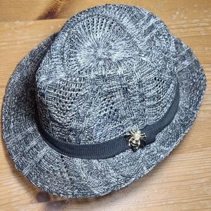 Crystal Bee Embellished Woven Fedora